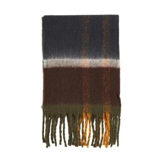 Barbour Winter Scarves, unisex, Multicolor, ONE SIZE, Green Fabric Scarf with Tassels