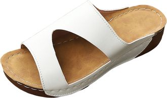 Generic Womens Wedge Sandals Summer Arch Support Casual Slide Sandals Breathable Comfortable Walking Shoes for Women Soft Sole Wide Width Beach Sandal Simple 