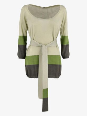Malo pre-owned belted sweater - Green