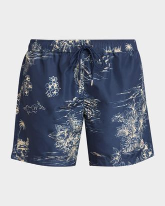 Moncler Men & apos;s Tropical Print Swim Shorts