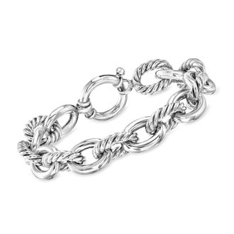 Ross-Simons Sterling Silver Alternating Twisted Oval-Link Bracelet