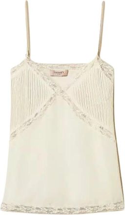 Twinset Twin-set Top - Dames - Tops zonder mouwen - Wit - M - Polyester - Tops