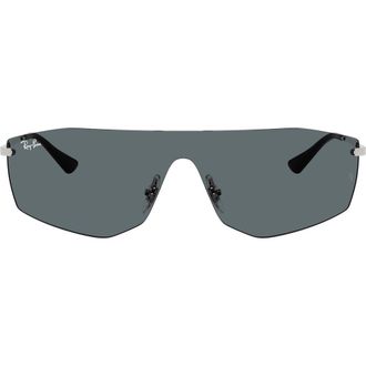 Ray-Ban Alix Bio-Based 141mm Rimless Shield Sunglasses in Silver /Grey at Nordstrom