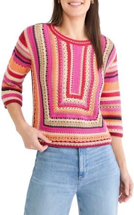 Nic+Zoe Pastiche Mix Stitch Sweater in Pink Multi at Nordstrom, Size Xx-Large