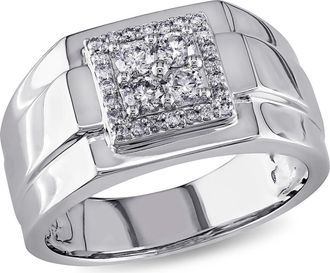 Delmar Mens Diamond Square Ring in White Gold at Nordstrom Rack, Size 10