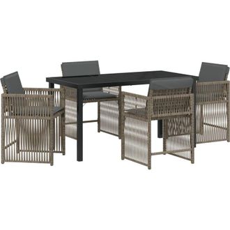 vidaXL Conjunto De Comedor De Jard&iacute;n 5 Pcs Gris Rat&aacute;n Sint&eacute;tico Vidaxl