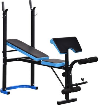HOMCOM Banco De Musculaci&oacute;n Banco De Pesas Con Soporte Para Barra Y Respaldo Ajustable Para Entrenamiento En Casa Gimnasio Negro Y Azul - Homcom