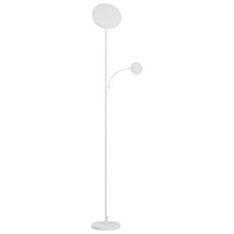 Beliani L&aacute;mpara De Pie Led Moderna Base De Metal Con Regulador De Intensidad Iluminaci&oacute;n Oficina Blanco Eskalde