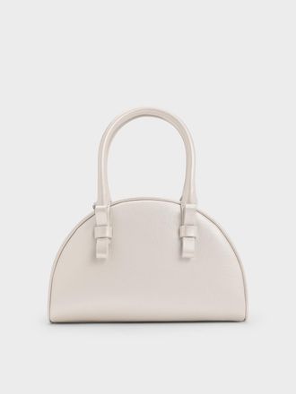 Charles & Keith Leather Half-Moon Bowling Bag