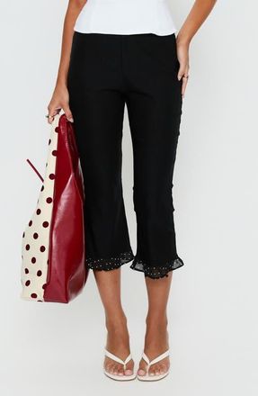 Princess Polly Darsie Frill Capri Pants in Black Polka Dot at Nordstrom, Size 12