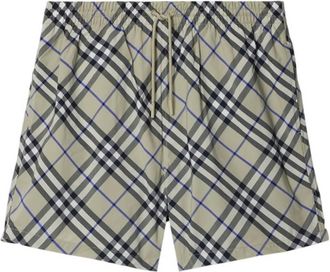 Burberry Check Nylon Swim Shorts, Size XX-Large