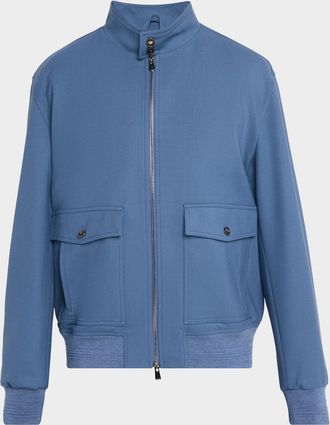 Isaia Baracuta Stretch-Wool Zip-Up Bomber Jacket