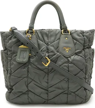 Prada Khaki Quilting Shoulder Bag Tote Bag (Pre-Owned)