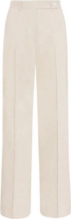 Kiton Viscose Broek - Dames - Wijde Broeken - Beige - M - Wol - Broeken