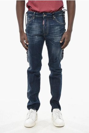 Dsquared2 RAW Slim Fit Jeans Dark Wash with Lace-up Design 17cm size 46