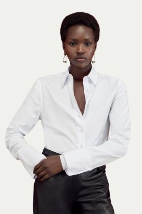 Karen Millen Cotton Woven Buttoned Shirt in White at Nordstrom, Size 10