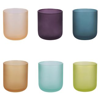 Villa D'Este Home Tivoli Juego de 6 vasos de agua de 300 ml en vidrio efecto mate, Color Shock