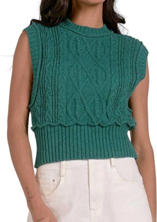 Elan Esmerelda Sleeveless Sweater In Emerald Green