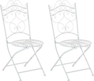 Clp Juego de 2 sillas para jardín Indra plegables Blanco
