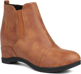 Generic Womens Fashion Hidden Wedge Heel Ankle Boots Comfort Round Toe Slip On Casual Winter Dress Shoes (5.5,Yellow)