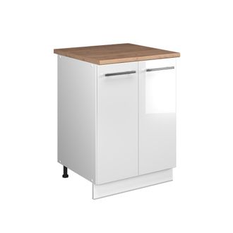 Vicco Mueble Bajo Para Fregadero Fame-line, Blanco Alto Brillo/blanco, 60 Cm, Vicco