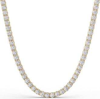 Diamond2Deal 14K Yellow Gold 5 Ct Lab Grown Diamond Light Weight Straight Line Tennis Necklace (4Prong) (E-F, VS1-VS2)
