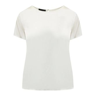 Emporio Armani Blouses, female, White, S, Short-sleeved silk satin blouse