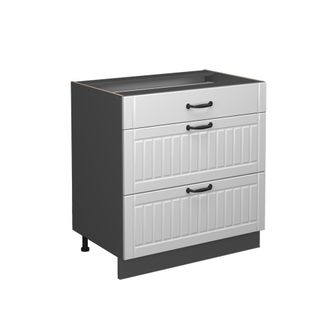 Vicco Mueble Bajo De Cocina Fame-line, Blanco Casa De Campo, 80 Cm Con 3 Cajones, Sin Encimera Vicco