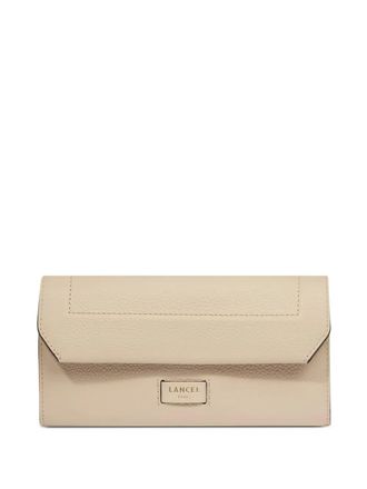Lancel Ninon flap-closure leather wallet - women - Grained Calf Leather/Fabric - One Size - Neutrals