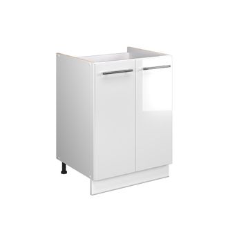 Vicco Mueble Bajo Para Fregadero Fame-line, Blanco Alto Brillo/blanco, 60 Cm, Vicco