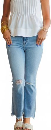 Hidden Jeans Cropped Frayed Flare Jean In Light Wash