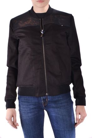 Jacob Cohen Womens Lace Panel Zip Jacket - Black Cotton - Size Small