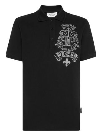 Philipp Plein Strass Tattoo polo shirt - Black