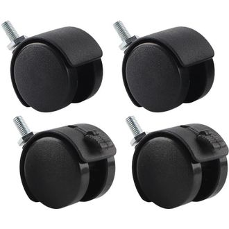 OEM Juego De 4 Ruedas Giratorias De Repuesto Para Sillas De Oficina, Fabricadas En Nailon Y Pl&aacute;stico, Con Freno, Color Negro -crezuo