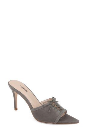L'agence Thames II Lace Up Pointed Toe Leather Mule in Smoke Suede at Nordstrom, Size 5.5