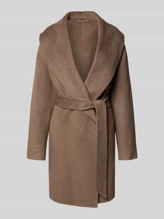 HUGO BOSS Regular Fit Wollmantel mit Schalkragen Modell CARIBY in Mud Melange, Größe 32