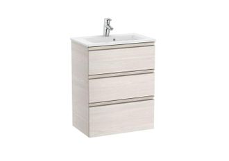 Roca Roca - Pack Unik Mueble Base Compacto De 3 Cajones + Lavabo The Gap Color: Fresno N&oacute;rdico - Medidas: 605x380x759 Mm