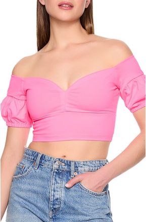 Susana Monaco Off-the-Shoulder Sweetheart Crop Top in Shocking at Nordstrom Rack, Size X-Small
