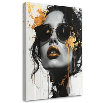 Feeby Impresi&oacute;n De Imagen, Mujer Glamour Oro Retrato Moderno Negro Blanco, 80x120