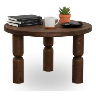 Dmora Mesa De Caf&eacute; Pallas, Mesa De Centro Baja, Revistero Para Sof&aacute;, Estante De La Sala De Estar, 60x60h40 Cm, Nuez, Con Embalaje Reforzado - Dmora