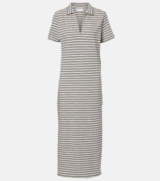 Velvet Corin striped cotton midi dress