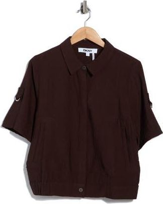 DKNY Short Sleeve Roll Tab Jacket in Tobacco at Nordstrom Rack, Size X-Small
