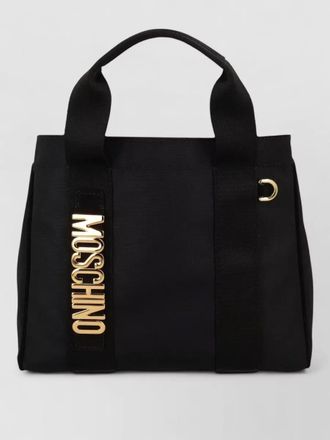 Moschino tote bag gold tone hardware handles strap