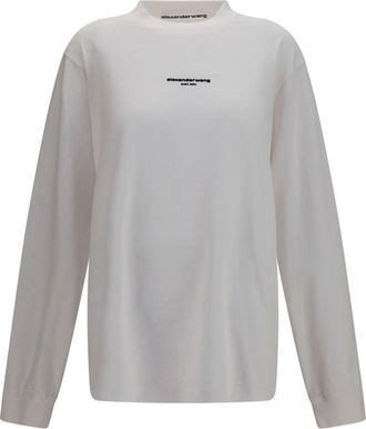 Alexander Wang Womens Long-Sleeve Logo T-Shirt White Cotton T-Shirts & Jerseys