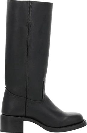 Generic Womens Retro Shoes Square Heel Square Head Knee-High Boots Wide Tube Solid Cowboy Boots