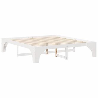 Berkfield Home Floor Bed Frame with Storage White 180 x 200 cm Solid pine wood