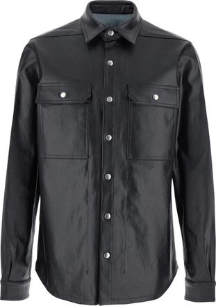 Rick Owens Black Jacket With Patch Pockets On The Chest In Cotton Blend Man