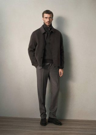 Mango Giacca misto lana cashmere collo di camicia caff&egrave; - Uomo - XL - MANGO MAN