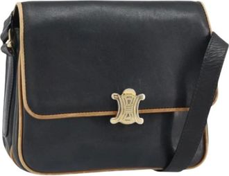 Celine Pre-owned Cross Body Bags, female, Black, Size: ONE SIZE Pre-owned Vintage Leather Cross Body Bag