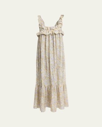 Chlo&eacute; Painted Flowers Silk Maxi Dress